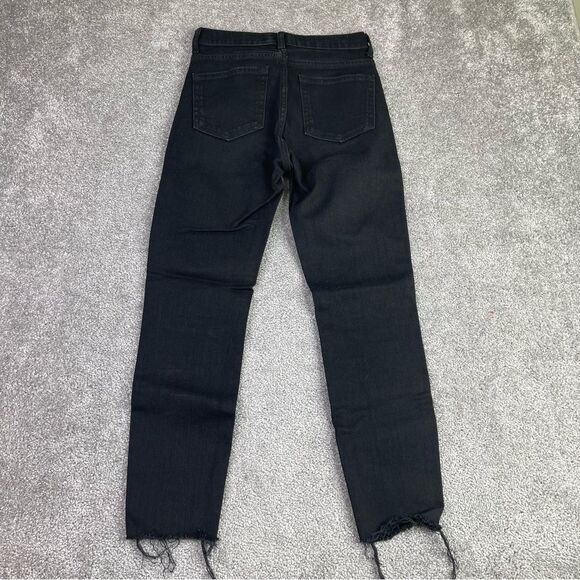 Everlane Jeans Women’s 25 Black Ankle Skinny Mid-Rise Denim Frayed Hem - Picture 3 of 11